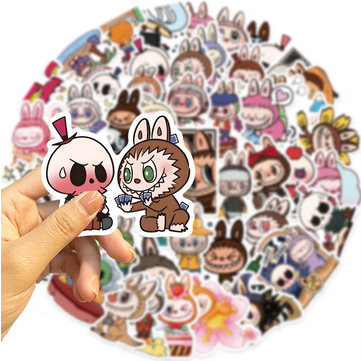

50 Pcs Cartoon Labubu Stickers Import Laptop Motor HP Tumblr Koper Helm Skateboard