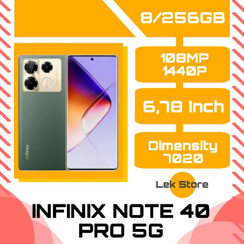 INFINIX NOTE 40 PRO 5G - RAM 8/256GB - GARANSI RESMI - FREE AKSESORIS - SMARTPHONE
