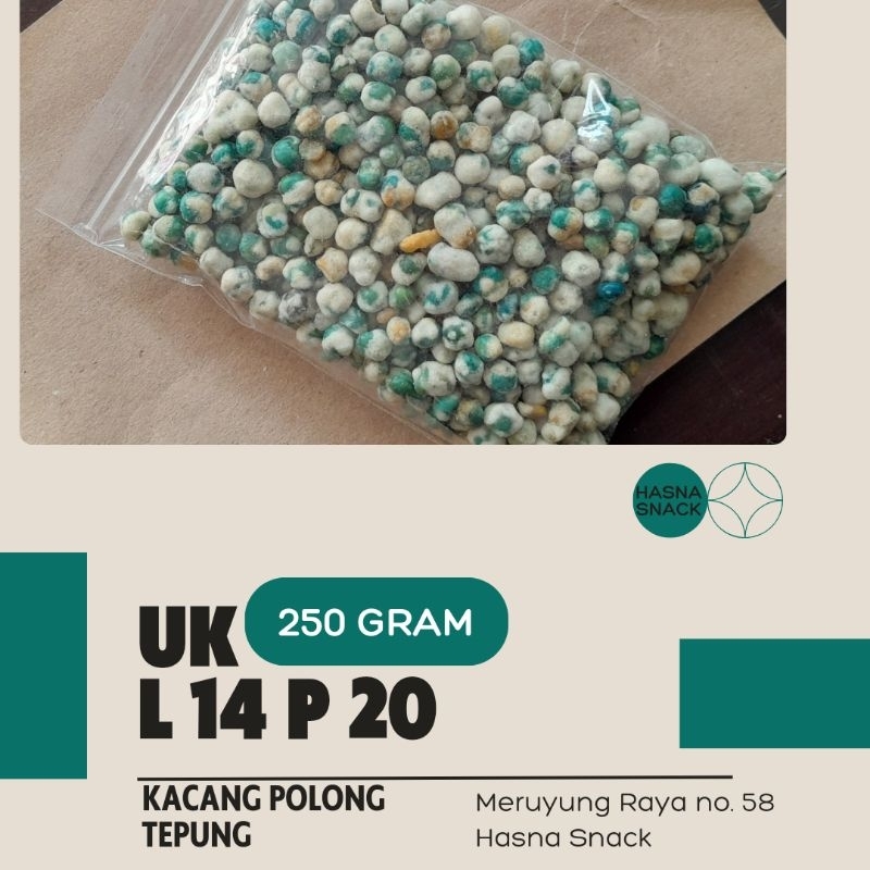 

[Hasna Snack] Kacang Polong Tepung/Kacang ijo Tepung/Polong Tepung/Kacang Jaipong Tepung/Snack kiloan 250 Gram