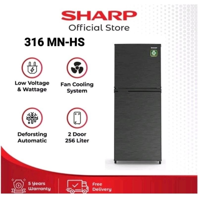 Kulkas SHARP 2 Pintu SJ-316 NHS/ Kulkas Jumbo SHARP/ Garansi Resmi SHARP Kompresor 5 Tahun