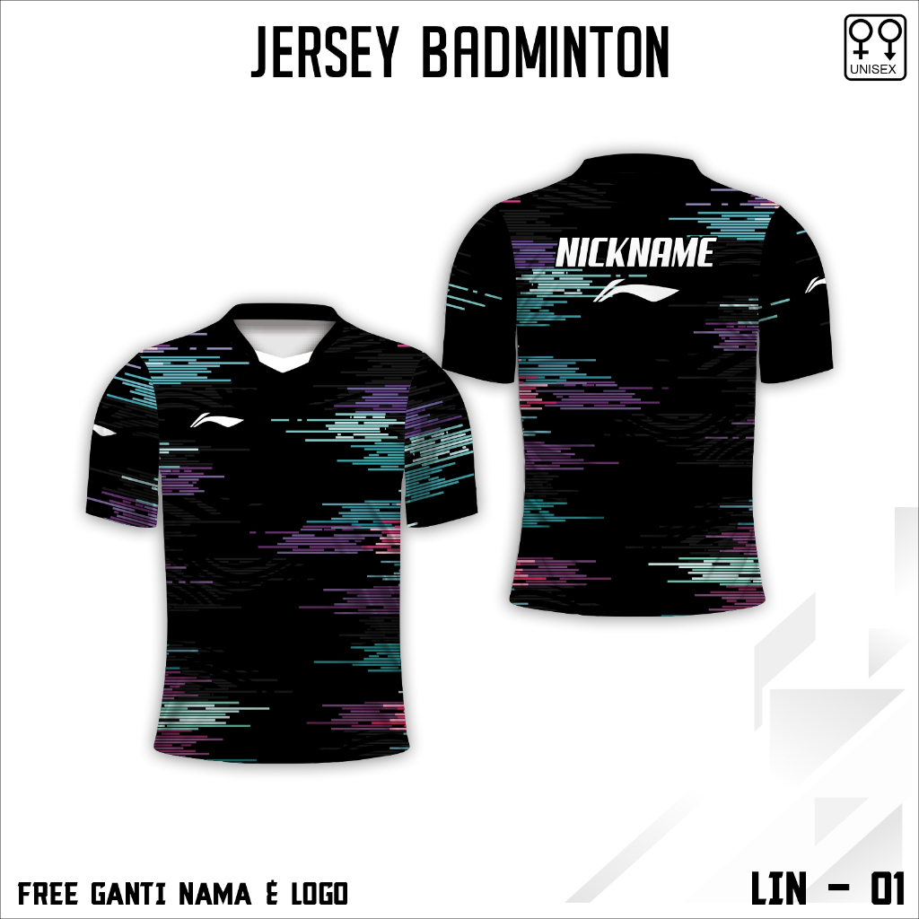 Jersey bulu tangkis baju baminton LN kaos bulutangkis LIN-01 free custom nama dan logo