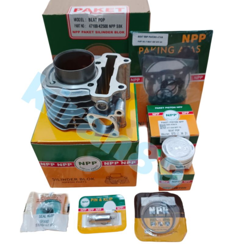 Blok seher boring silinder beat pop + topset seal klep + piston kit beat fi, beat street, vario 110 