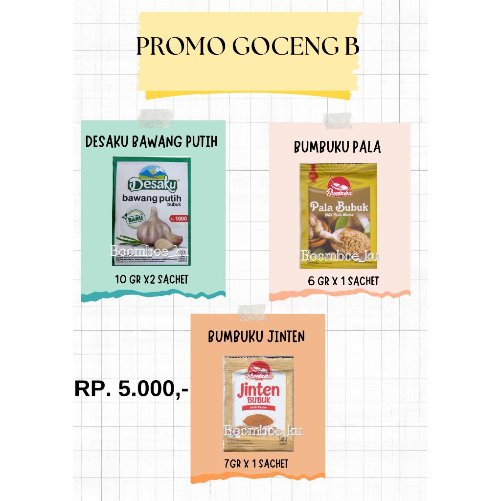 

Desaku Bawang Putih - BumbuKu Jinten - BumbuKu Pala -- Paket