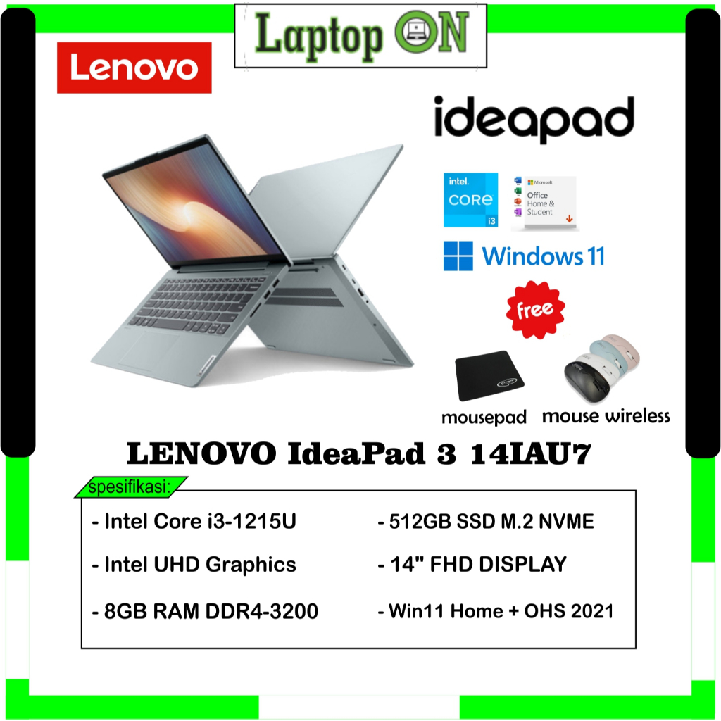 Lenovo Ideapad 3 Core i3 Ram 8GB Ssd 512GB Win11 OHS / LENOVO CORE I3 / LAPTOP LENOVO SLIM