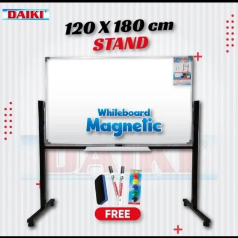 

Papan tulis White board DAIKI Single face Standing Magnet 120 x 180 cm / 120 x 150 cm.