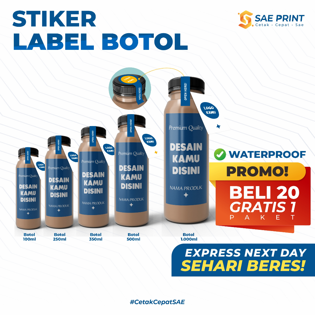 

STIKER LABEL BOTOL KEMASAN / UKURAN 100 - 1000ML / LABEL BOTOL / NECK TAG / STIKER PAKET