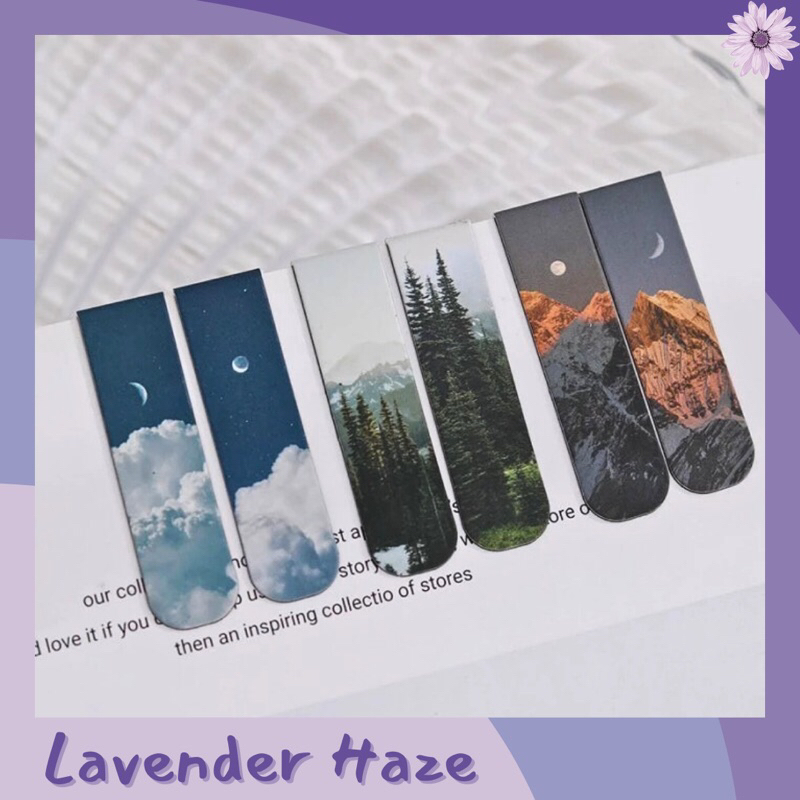 

LH♡ Bookmark Magnet Scenery Aesthetic isi 2 pcs / Pembatas Buku Magnet Pemandangan Langit Estetik