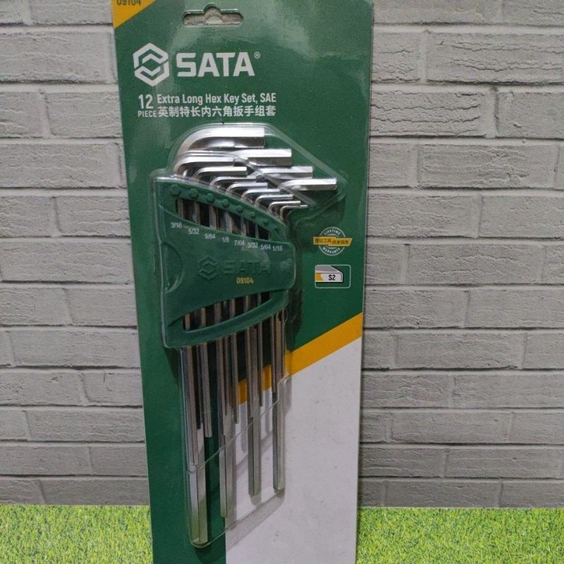 SATA 09104 Kunci L Inci Panjang Set 12 Pcs Extra Long Point SAE