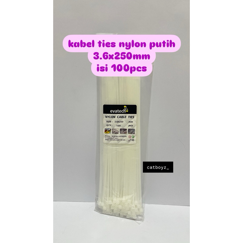 

kabel ties nylon putih 3.6x250mm isi 100pcs