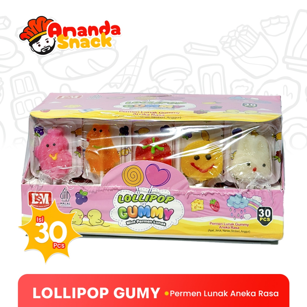 

Permen Lunak Aneka Rasa - Candy Lolipop Gummy Isi 30 Pcs