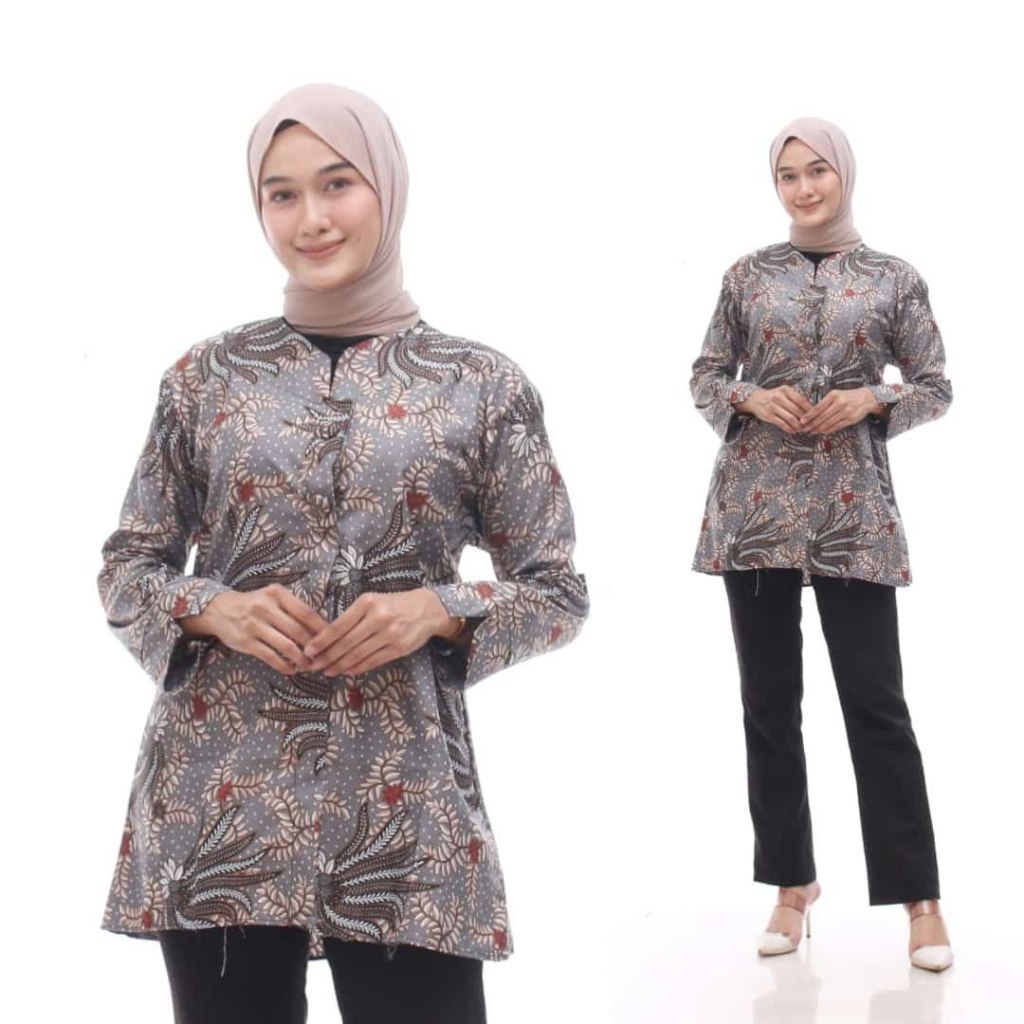 ATASAN BLOUSE BATIK LENGAN BALON UKURAN (M L XL XXL) - ATASAN WANITA KANTOR WANITA PEREMPUAN DEWASA