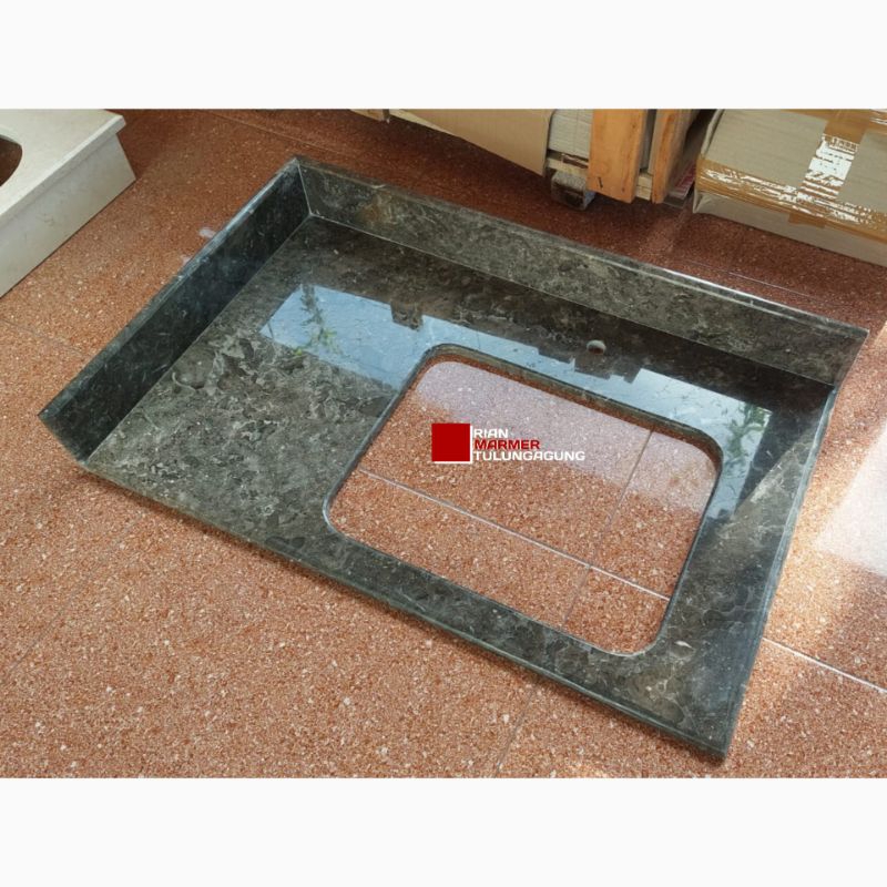 Top Table Kitchen set Daun Meja Dapur Bahan Marmer Gray Finishing Glossy