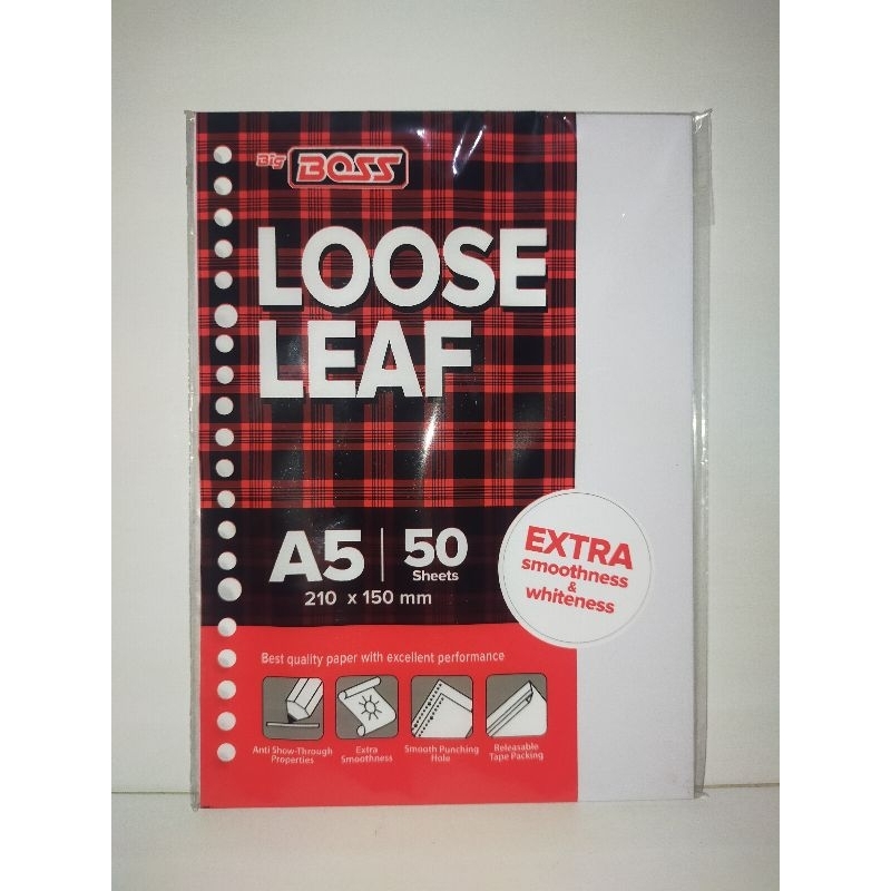 

Loose Leaf Big Boss isi 50 sheets ukuran A5 Polos & Bergaris [Refill Binder]