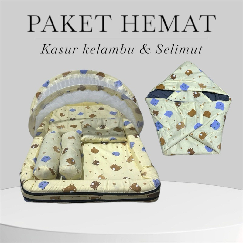kasur bayi set kelambu free badcover selimut bayi karakter
