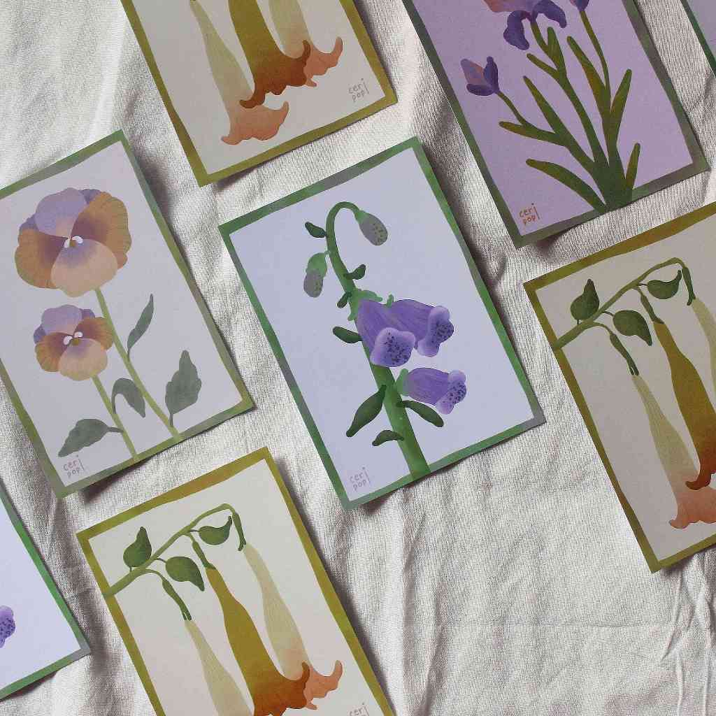 

Postcard Art Print Glossy Flower Series - Original Art