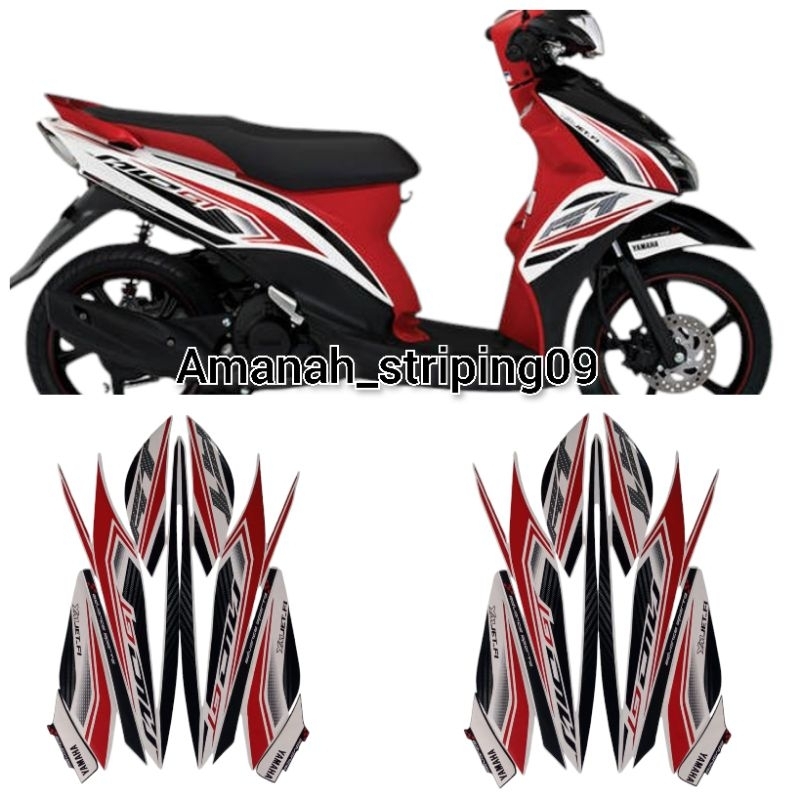Lish leah stiker striping standart motor YAMAHA MIO GT 2013 warna putih merah