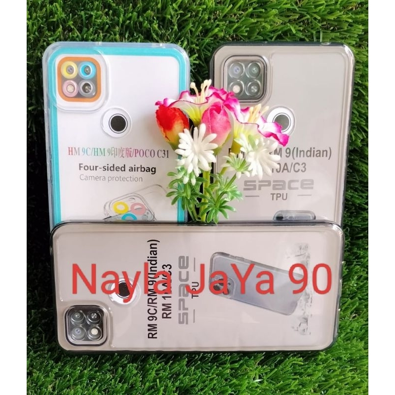 Softcase REDMI 9C REDMI 10A Silikon TPU Case Casing Clear Hitam/Bening Transparan Pelindung Belakang