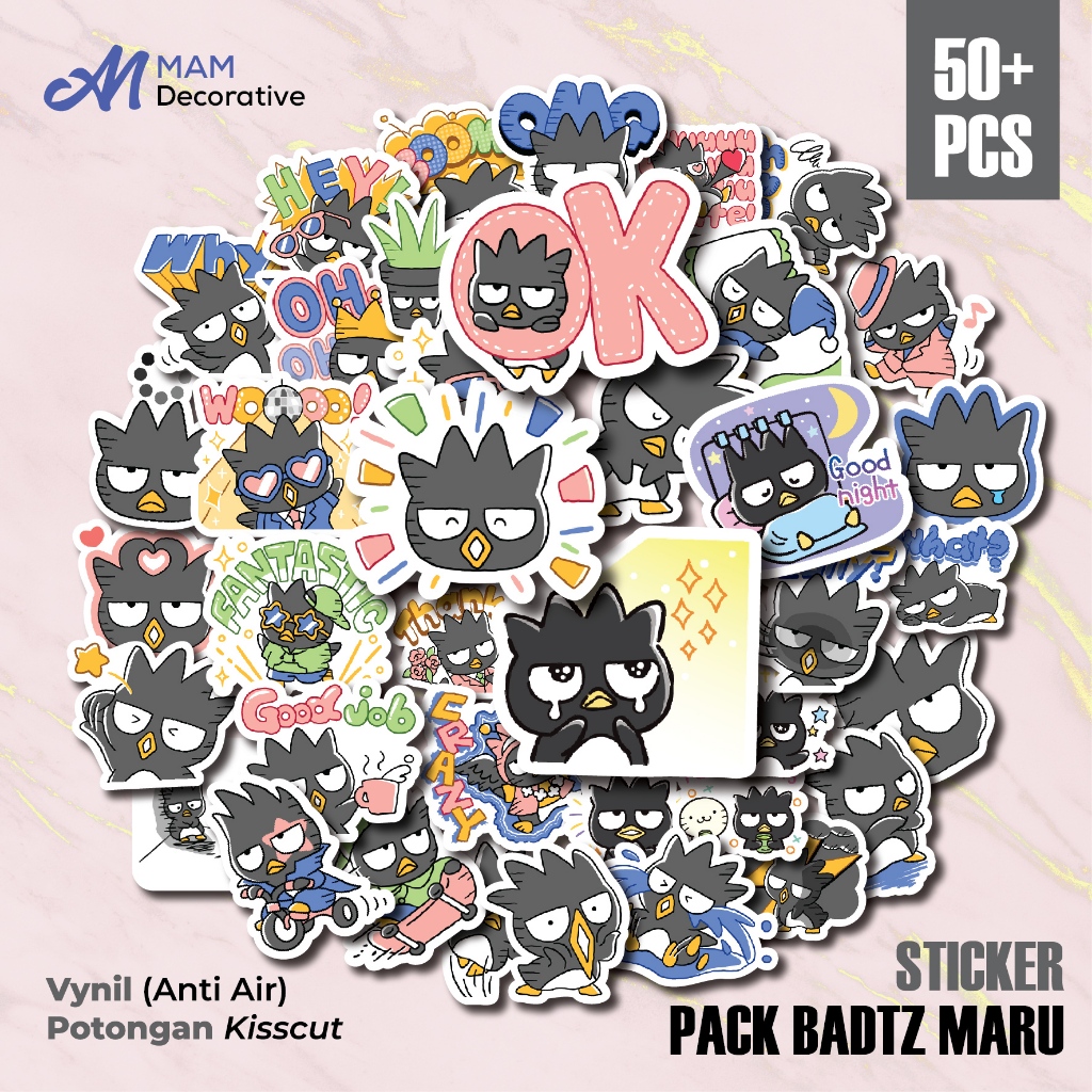 

50 PCS STIKER BADTZ MARU | Vinyl Waterproof | Stiker Helm Buku Journal Casing HP Laptop