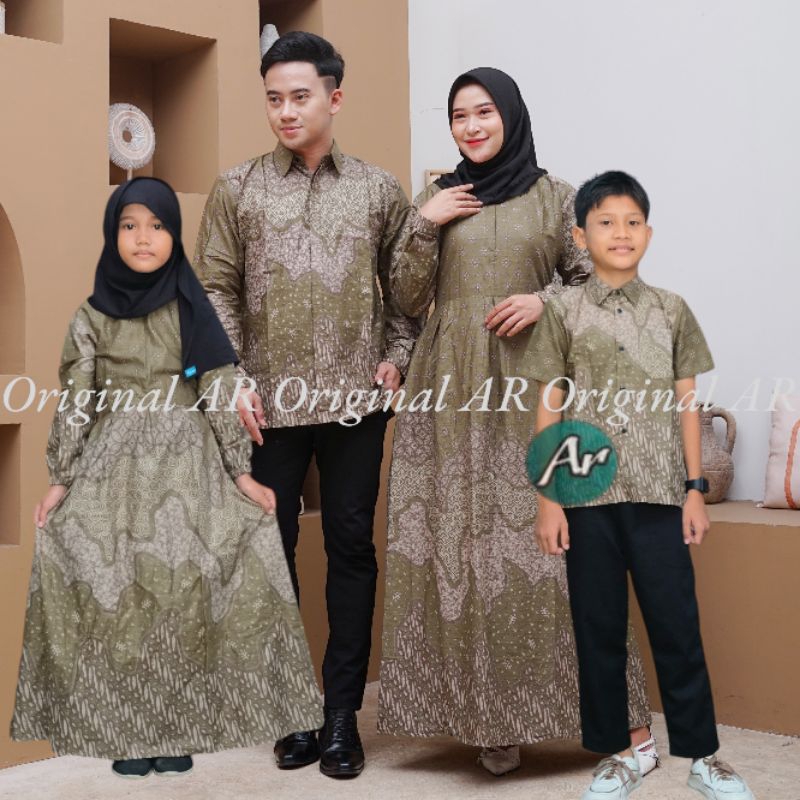 Terbaru Sarimbit batik Couple Keluarga Kemeja Gamis Jumbo BigSize Ld140 Ld150 Baju Anak Ukuran 3/4/5