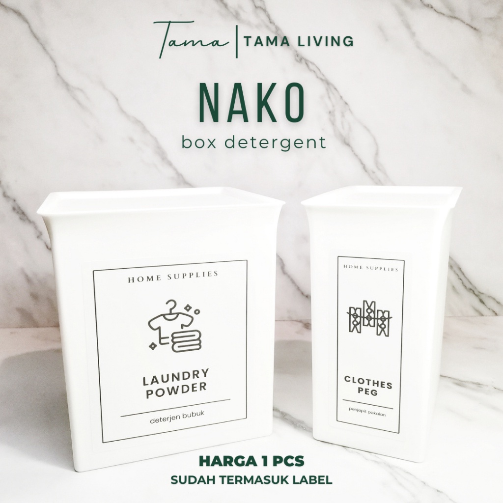 TAMANAKO Kotak Laundry Organizer Detergent Bubuk Dengan Tutup Kotak Seaguna Storage Box Box Sabun Ko