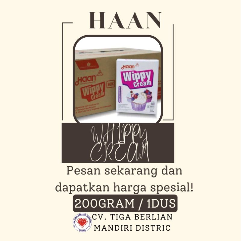 

HAAN WHIPPY CREAM ST POUCH 200GRAM / 24PCS / 1DUS