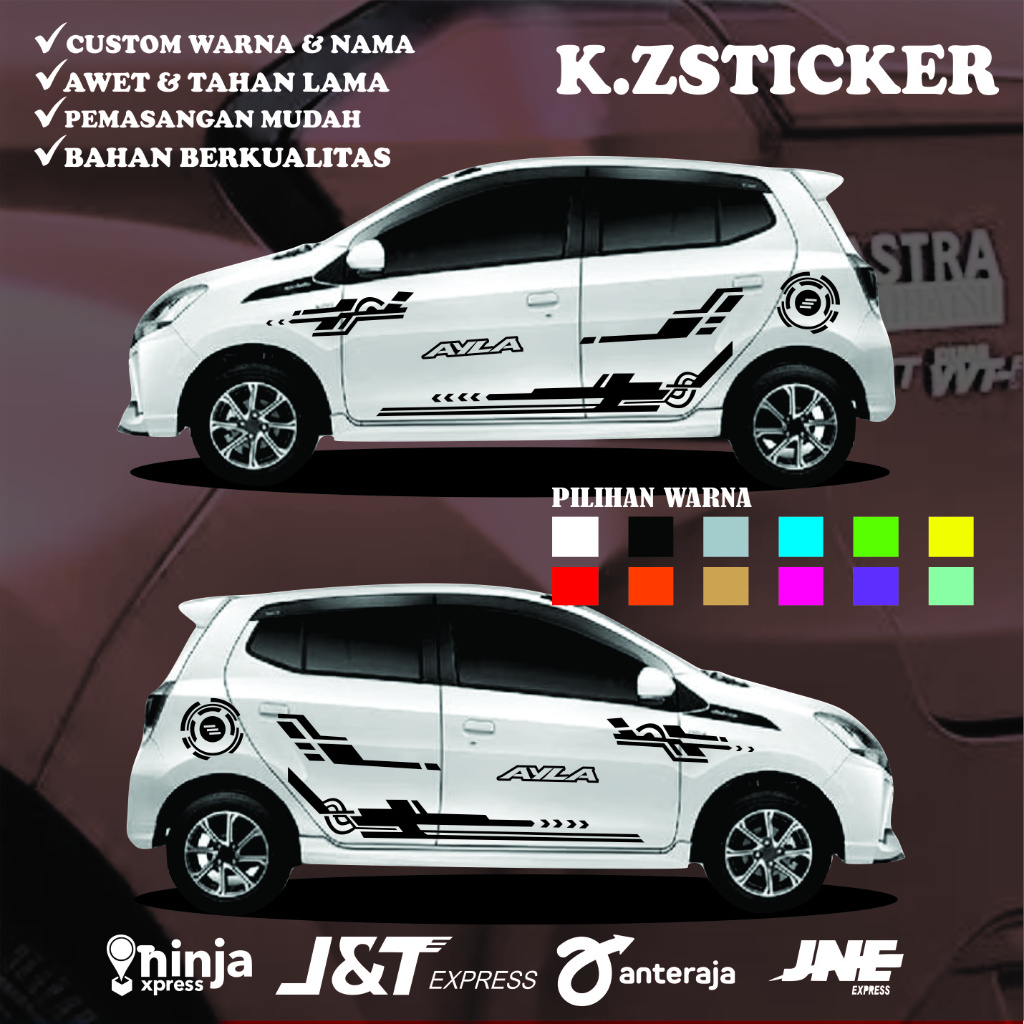 Sticker stiker mobil ayla striping sticker mobil daihatsu ayla custom text