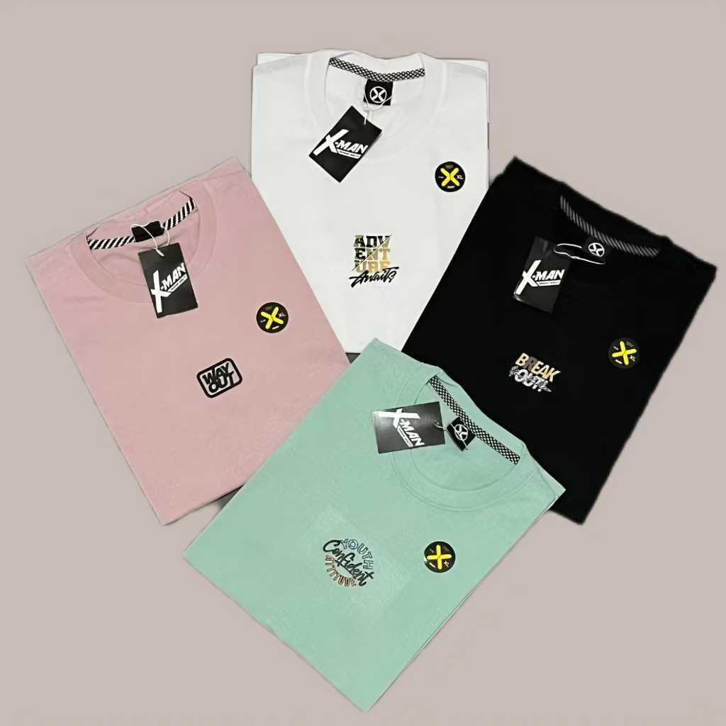 Baju Kaos Pria Distro Polos 100% Premium Tebal - Kaos Cowok 100 Dapat 4  TEBAL