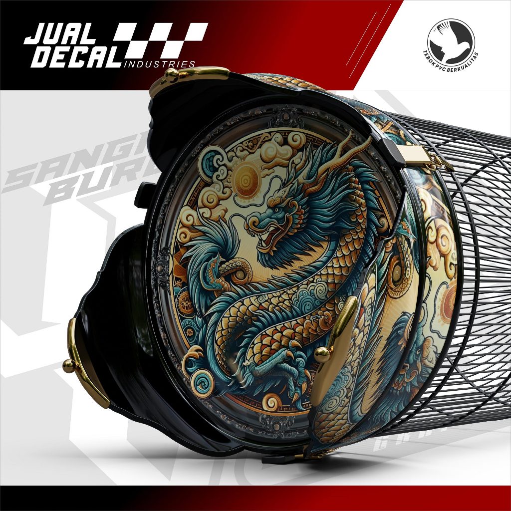 Stiker Sangkar Burung Lovebird NAGA DRAGON LUXURY Decal Tebok Love Bird Custom Variasi