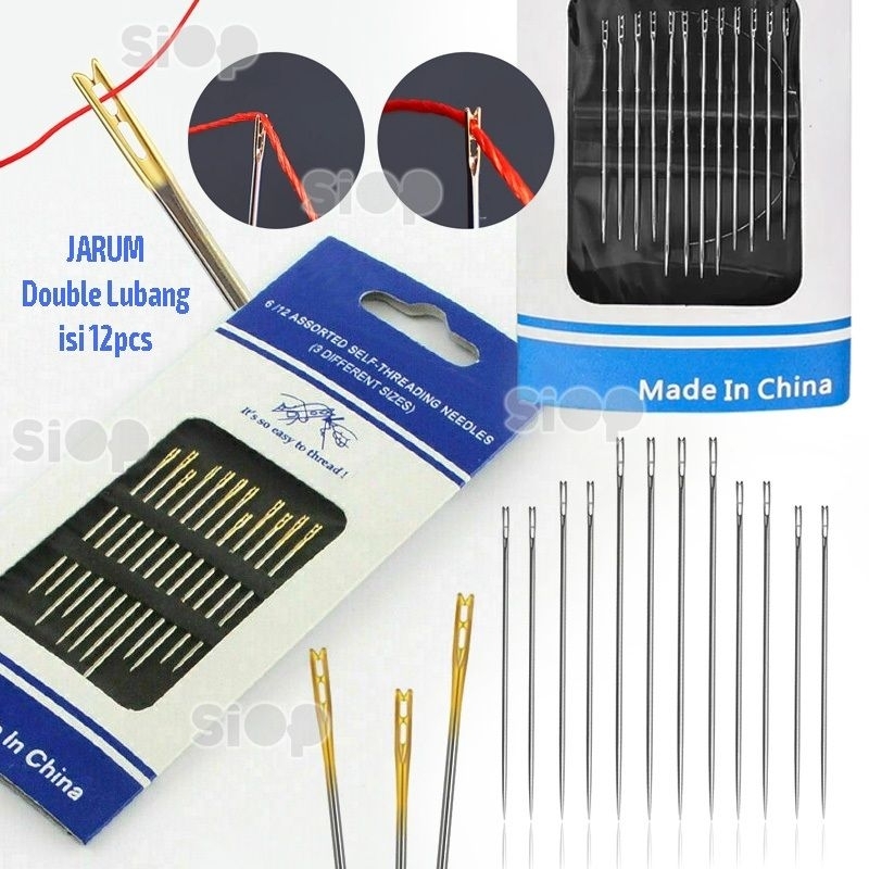 JARUM JAHIT TANGAN PRAKTIS  / JARUM TANGAN ANTI RIBET 2 LUBANG ISI 12 PCS