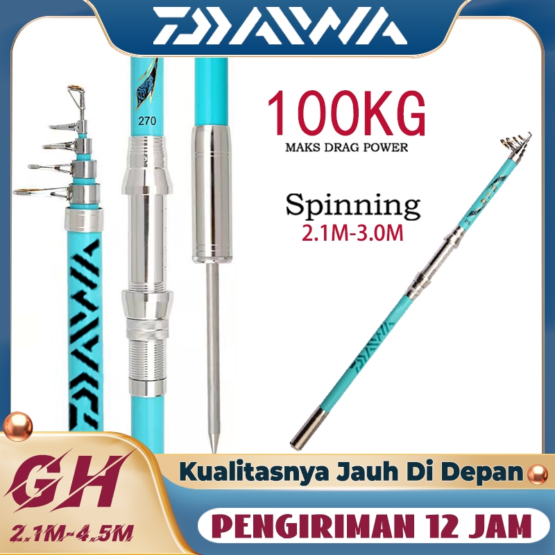 DAWAI 2024 All-Metal Saltwater Fishing Rod 2.1m-4.5m with Ground Plug & Carbon Fiber Full Set