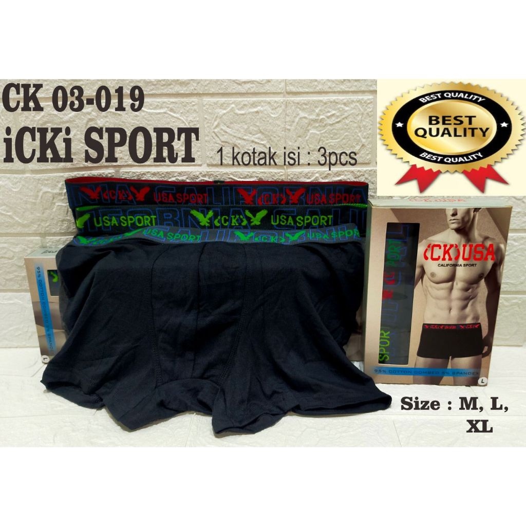 Boxer Pria Celana  Dalam Pria Premium  Big Size 1 kotak isi 3pcs CK3-019