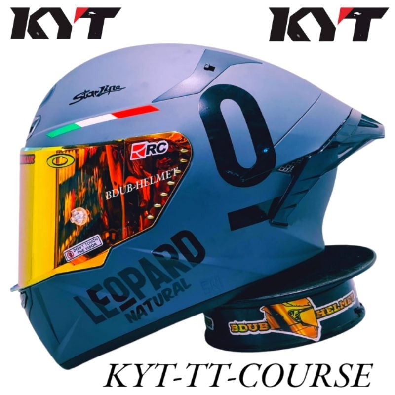 Helm KYT TT course gorila grey dof paket ganteng original KYT
