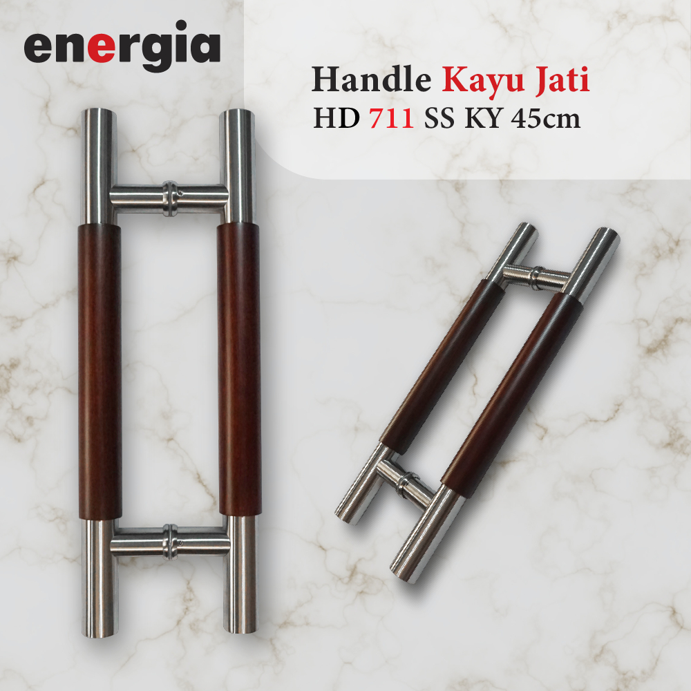 Handle Pintu Kupu Tarung Kayu Jati Dan Stainless 45cm HD 711