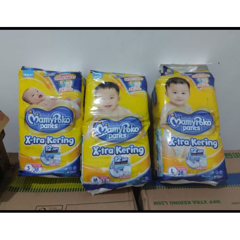 pampers mamypoko ukuran S M L XL tersedia karton