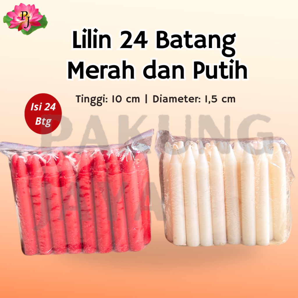 Lilin 24 batang Merah dan Putih Tinggi 10 cm / Lilin Sembahyang 24 Batang Merah dan Putih