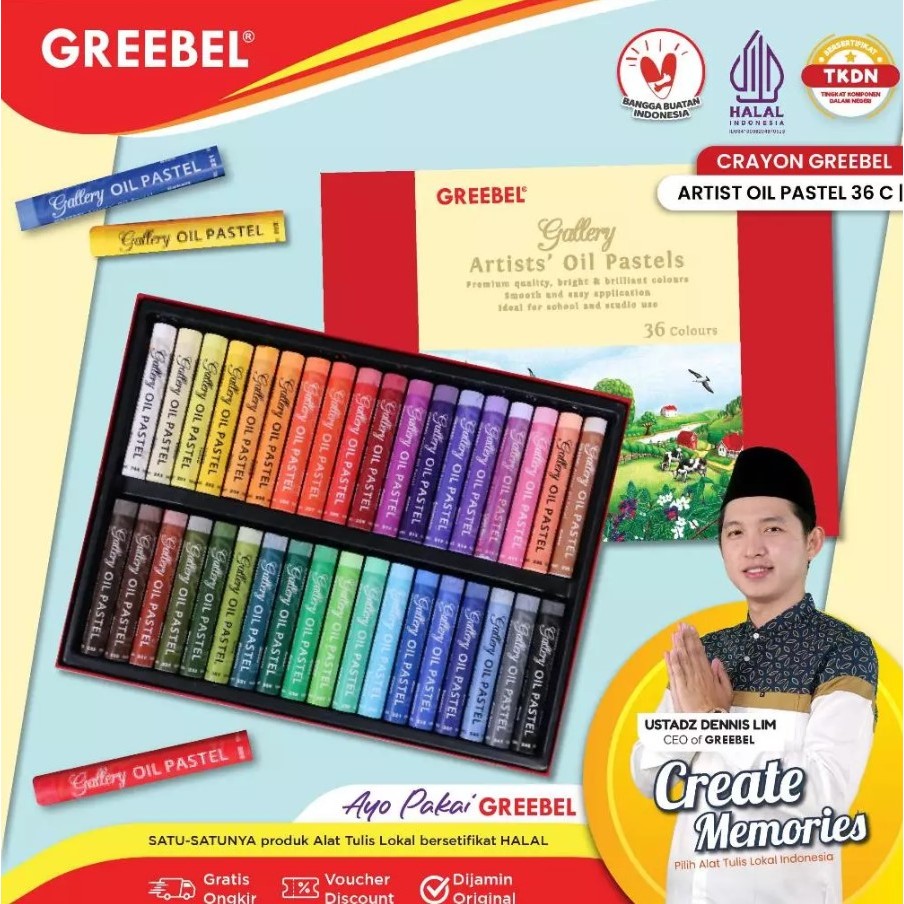 

GREEBEL Crayon Krayon Artist 36 Warna / Krayon ARTIST OIL PASTEL 36 / Crayon Greebel / Professional Mewarnai