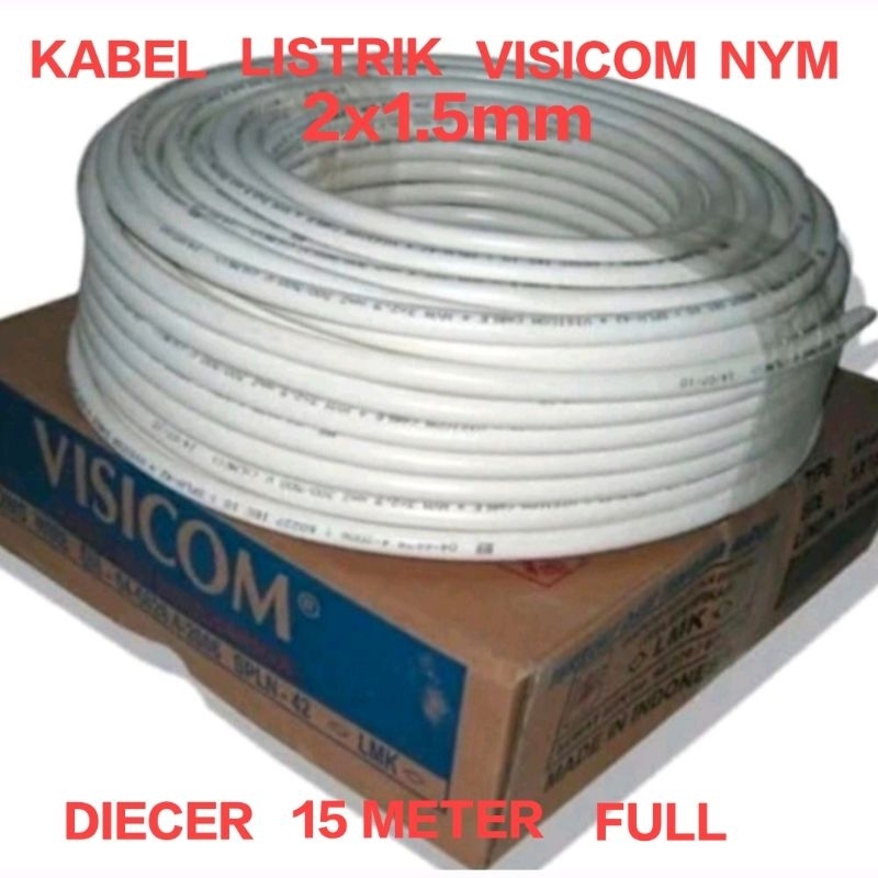 KABEL LISTRIK VISICOM NYM 2X1.5 (15 METER) ECERAN KABEL VISICOM TEMBAGA ASLI 15 METER
