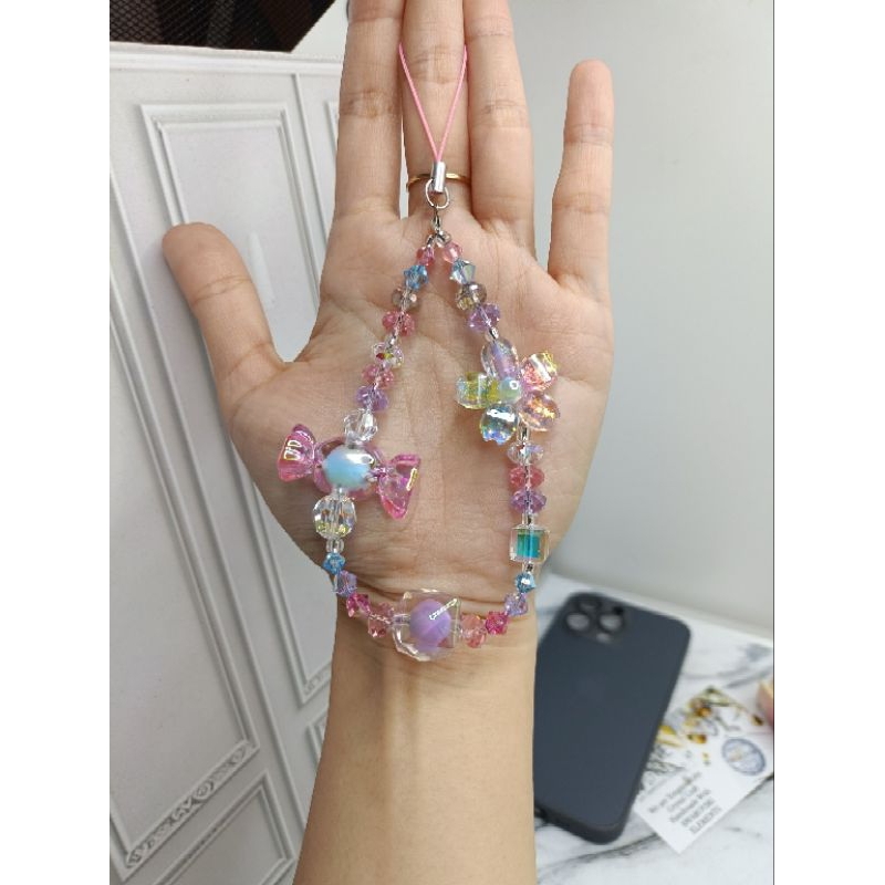 Phone Strap With Crystal Swarovski original/Gantungan Hp/Tali Hp/phone Beads charm