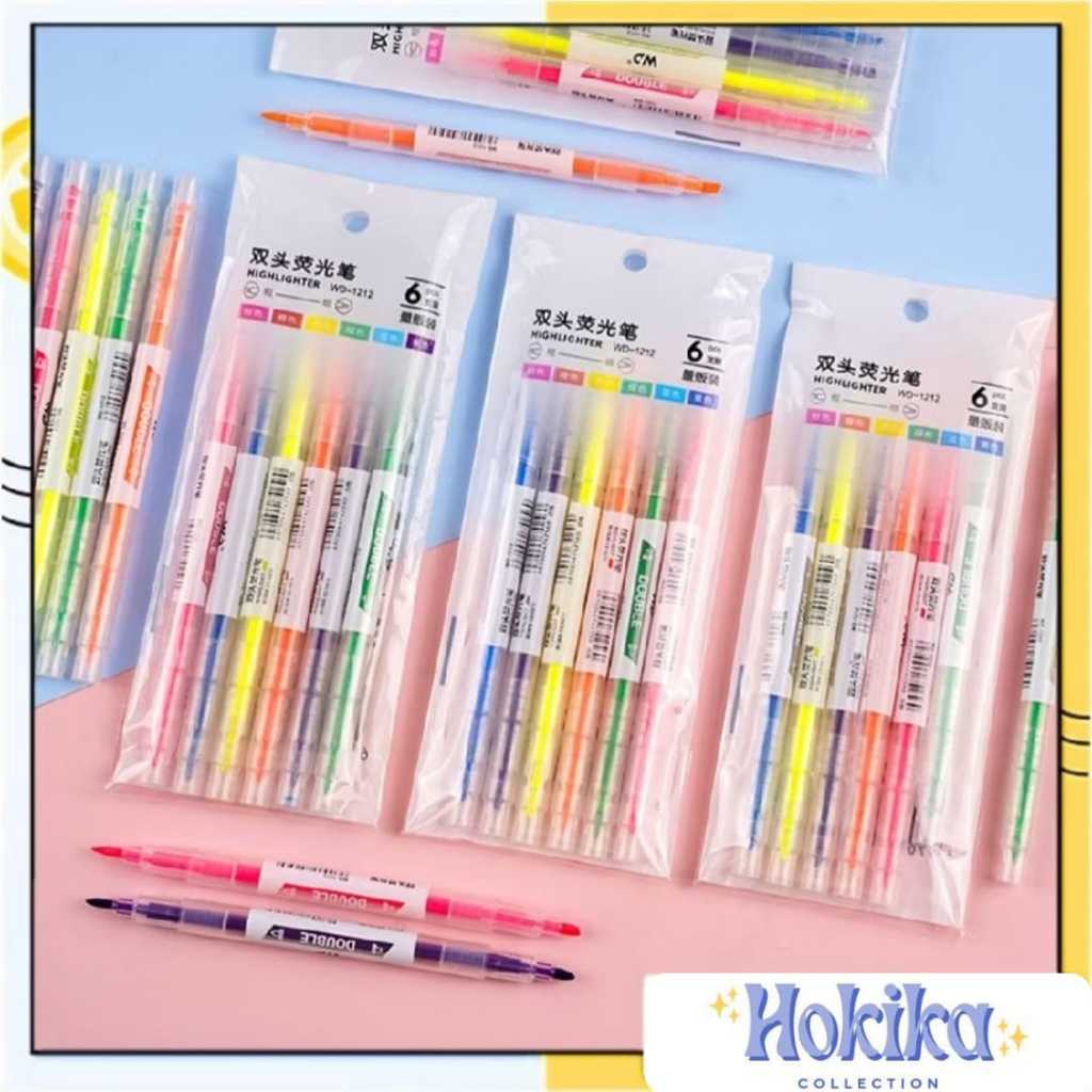 

HOKIKA HIGHLIGHTER DUA SISI ISI 6PCS - 6 WARNA