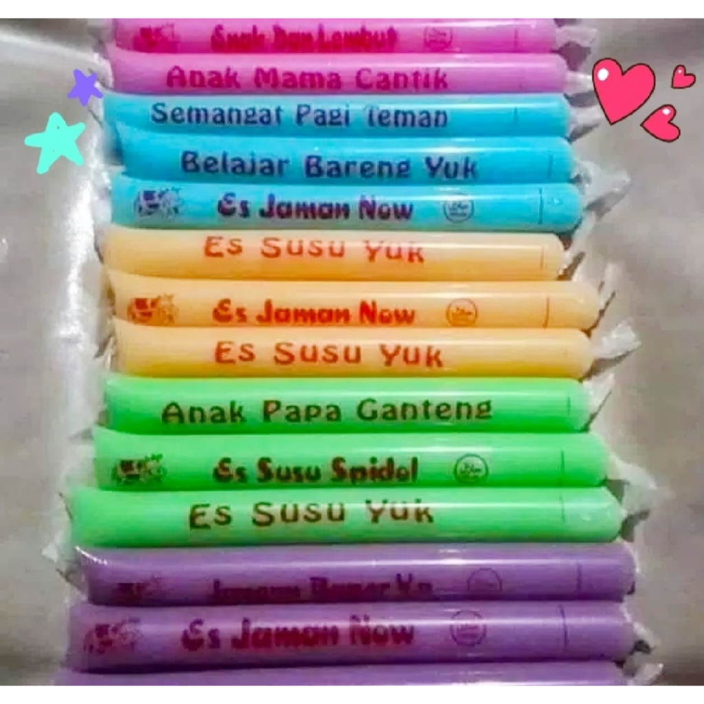 Plastik Es Mambo Es Spidol Sablon Kata - Kata Unik Kekinian isi 100 pcs Murah