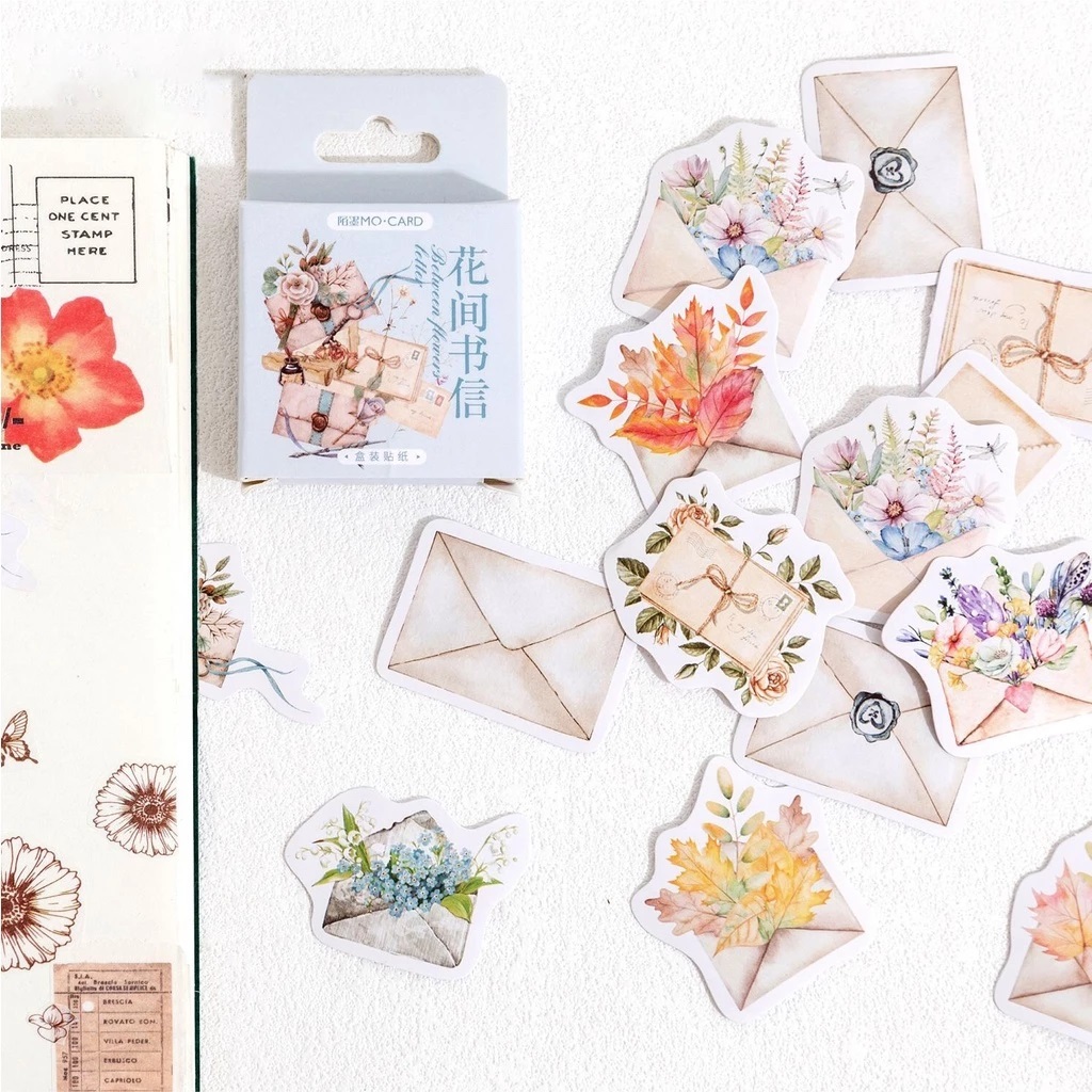 

STICKERSTOCK 46Pcs BETWEEN FLOWERS LETTER Deco DIY Scrapbook Stiker Jurnal Diary Planner Kotak