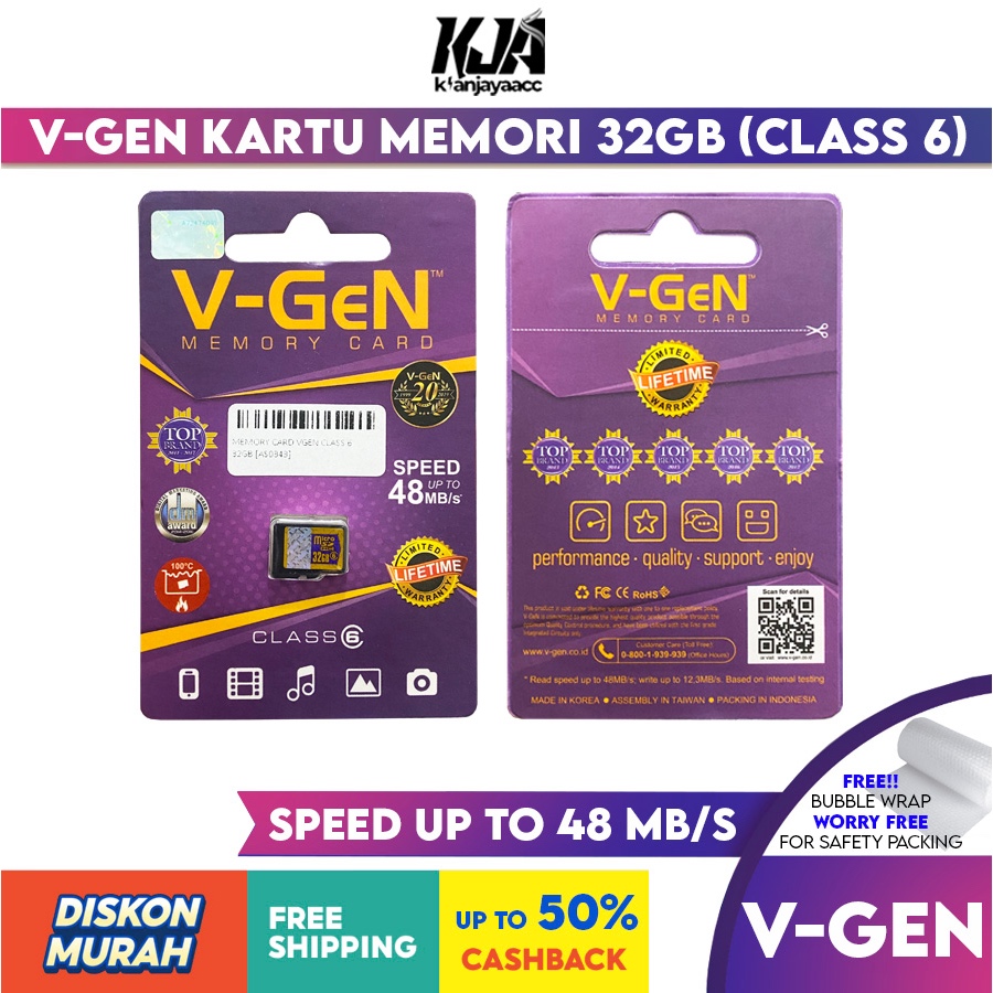 V-GEN 32 GB - Kartu Memori Microsd Card Vgen 32GB Class 6 Original Memory Hp Micro SD