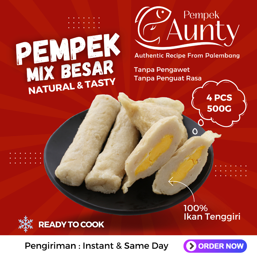 

PEMPEK AUNTY ASLI PALEMBANG - PEMPEK MIX BESAR Isi 4 Pcs (FROZEN)