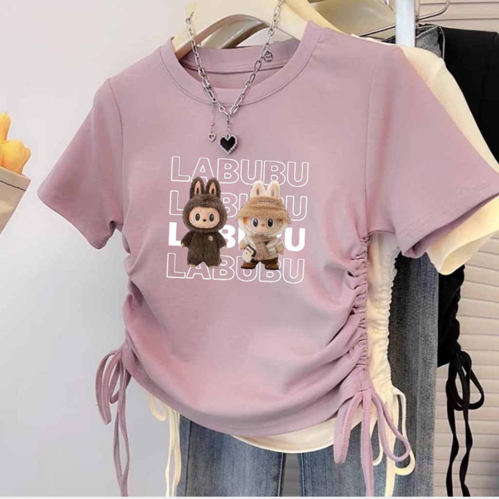 Baju Kaos Wanita - Tshirt Labu Labu Two Baju Serut Wanita Crop top Baju Kaos Wanita Kekinian