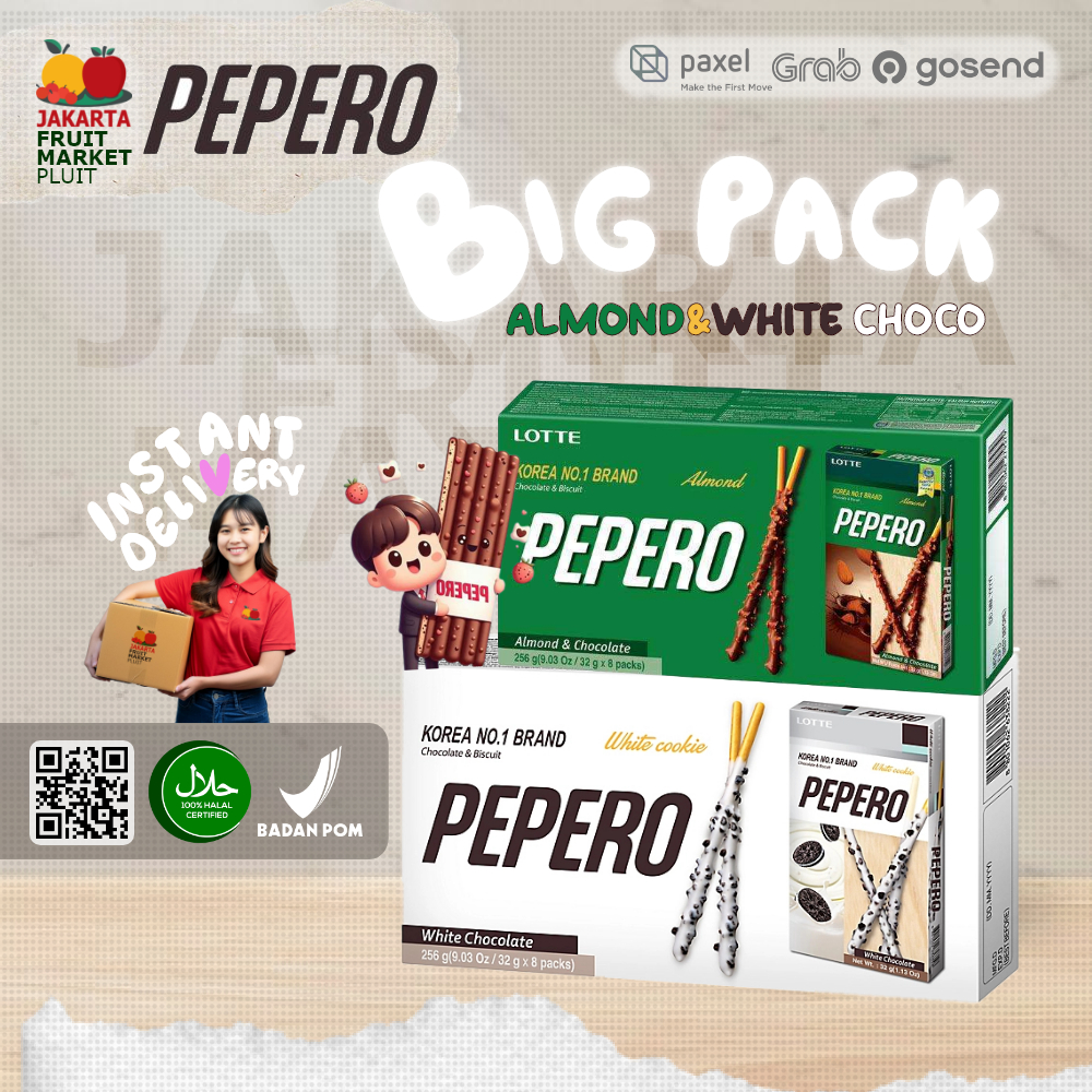 

PEPERO BIG PACK ALMOND&WHITE CHOCO SNACK COKLAT STIK