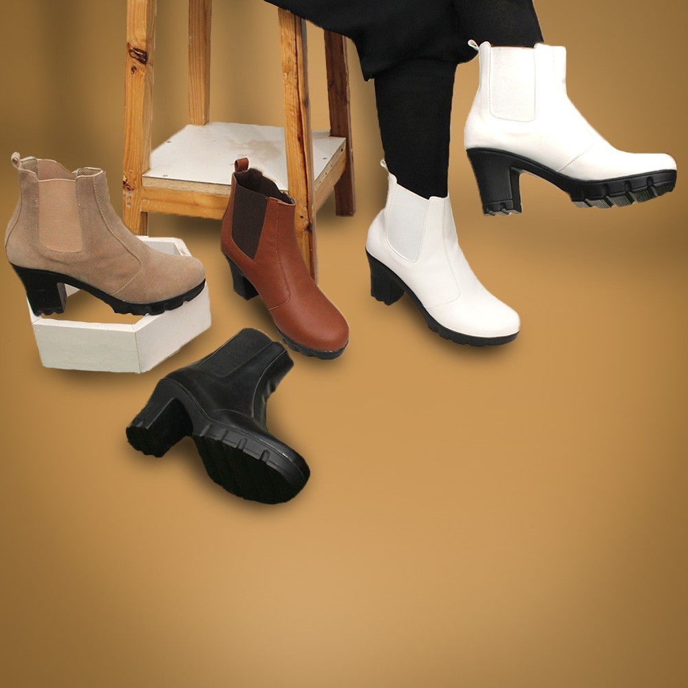 PREMIUM` BEST SELLER HERTZ - SEPATU BOOTS WANITA V 3371 HEELS WANITA TRENDI BERKUALITAS WARNA HITAM