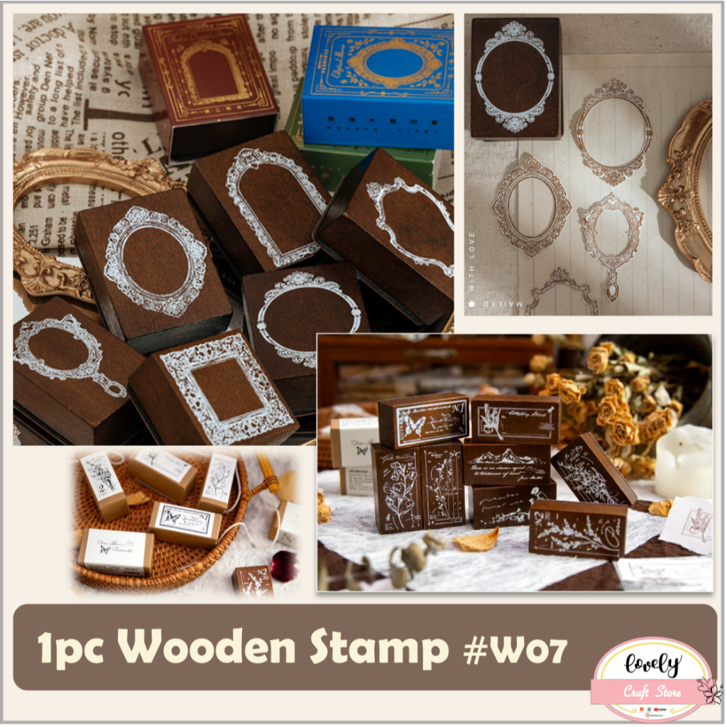

LovelyCraftStore | W07 Wooden Stamp Stempel Kayu Rubber Stamp Bantalan Stempel Kayu frame