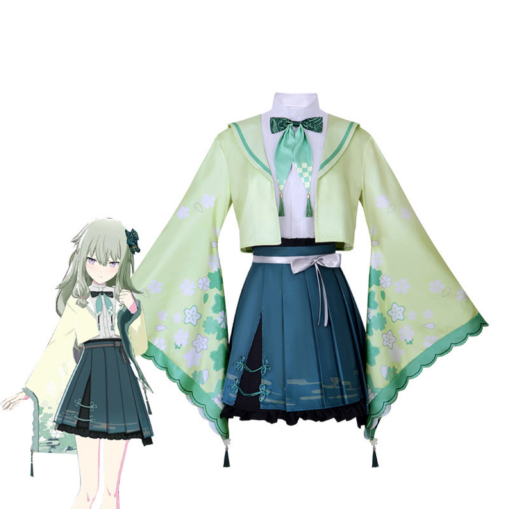 Kusanagi Nene Cosplay Costume Wig Women Cute Top and Skirt Set Project Sekai Colorful Stage Headwear