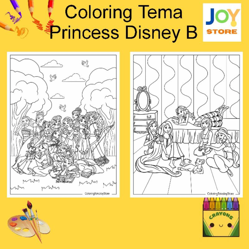 

Kertas Gambar Mewarnai ukuran A4 dan A5 150 gsm - Coloring Paper Tema Princess Disney B Toko Joy Store