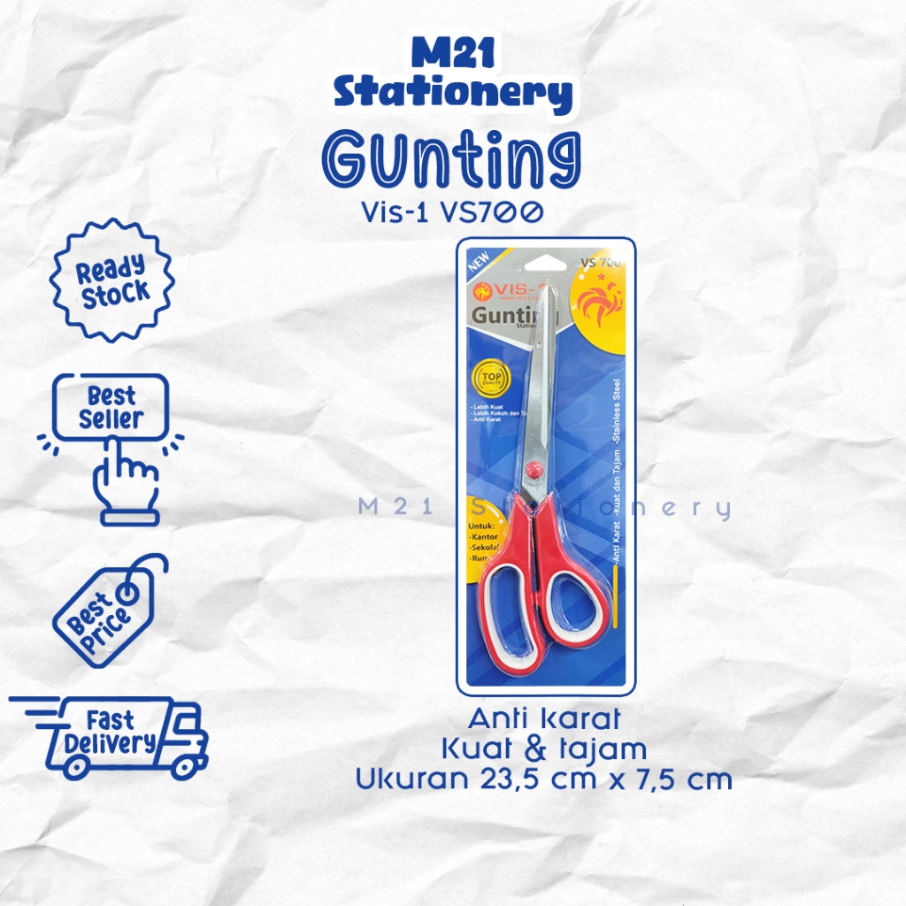 

GUNTING VIS-1 V-700 / VIS1 V700 GUNTING STAINLESS STEEL ANTI KARAT AMAN MINIMALIS WARNA WARNI HITAM ALAT POTONG KERTAS BESAR SCISSORS ALAT TULIS KANTOR SEKOLAH KAMPUS KULIAH ATK KAMPUS SEKOLAH MURAH LENGKAP / MITRA ABADI KATALOG JOGJA